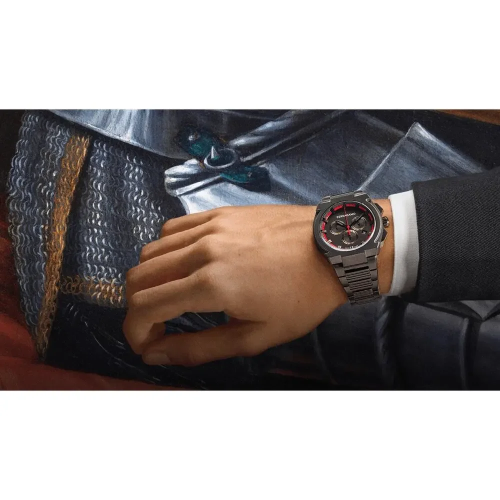 Ferragamo Supreme‎ Chrono Men’s Swiss Quartz Watch 43mm Gunmetal SFK200423